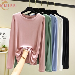 พร้อมส่ง เสื้อยืดลําลอง ผ้าฝ้าย แขนยาว คอกลม ทรงหลวม สไตล์เกาหลี สําหรับผู้หญิง 40-78 กก. 2022