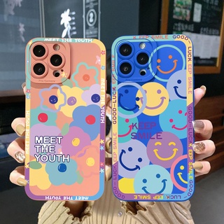 เคสโทรศัพท์มือถือ ขอบสี่เหลี่ยม ลายหน้ายิ้ม อีโมจิ สําหรับ OPPO Reno7 4G Reno6 Reno8 Z 5G Reno5 F 7 Lite A17 A17K A77S A57S