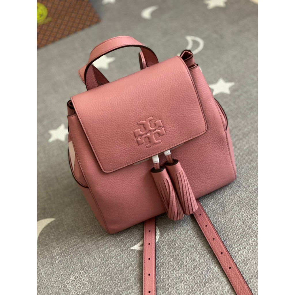 พร้อมส่ง 🔥SALE 6999🔥 กระเป๋าเป้ TORY BURCH THEA Tassel MINI Backpack Bag In PINK MAGNOLIA สีสวยหวานน่ารัก