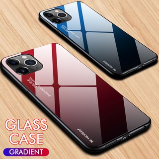 เคสโทรศัพท์กระจก เคสแข็ง เคสกระจกสีไล่ระดับสี เคสไอโฟน iPhone 11 Pro Max สำหรับ IPhone11 i11 Promax Gradient colors Tempered Glass Phone Case Fashion Hard Case Cover