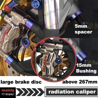 RTAMO คาลิปเปอร์เรเดียล 100 mm เพิ่มความสูง และบูชชิ่งสเปเซอร์ สลักเกลียวคาลิปเปอร์ ขนาด M10 ความสูง 4/5/10/ 15 มม. ดิสก์เบรกดัดแปลง 270 มม. ขึ้นไป