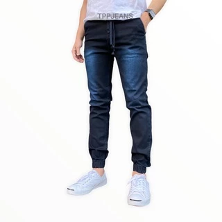 JEANSEXPRESS MidnightBlue jogger jeans จ้อกเกอร์ยีนส์ขาจั้ม สีมิดไนท์บลู เอวยางมีเชือก ผ้ายืด สวมใส่สบาย Size 28-54