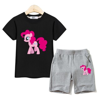 เสื้อผ้าเด็กGirls Set My Little Pony clothing kids dress เด็กผู้หญิงเสื้อยืดและกางเกงผ้าฝ้าย