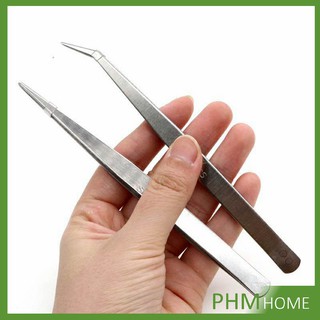 คีบหนีบสแตนเลส มี 2 แบบ ปากคีบงอ ปากคีบแหลม คีมหนีบอเนกประสงค์ ปากคีบ Stainless steel tweezers