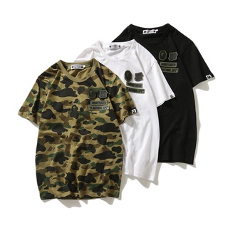 Bape เสื้อยืดแขนสั้น ผ้าฝ้าย พิมพ์ลาย แฟชั่นสําหรับผู้ชาย และผู้หญิง