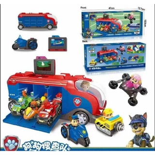 ของเล่นรถบรรทุก Paw Patrol แบบล้อลากเข็น มีเสียง เปิดประตูข้าง ช่องใส่รถ เปิดหน้าหลัง ช่องใส่การ์ด รถหมาคละ 3 แบบสุ่ม