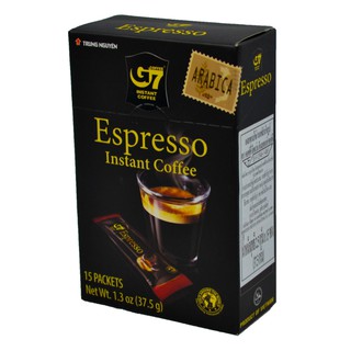 G7 ESPRESSO COFFEE จีเซเว่น อินสเตนท์ คอฟฟี่ เอสเพรสโซ่ กาแฟสำเร็จรูป 37.5 กรัม (น้ำหนักสุทธิ 2.5 กรัม x 15ซอง)