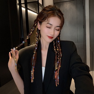 ใหม่ กิ๊บติดผมหางม้า แบบถัก ประดับเพชร แต่งสายโซ่ สําหรับผู้หญิง
