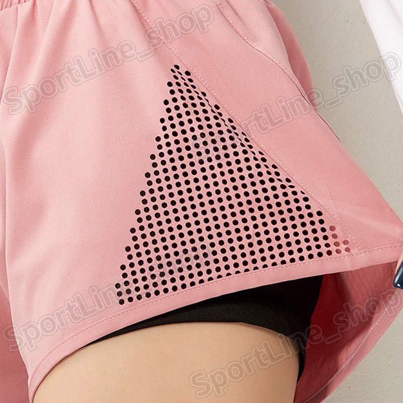 กางเกงออกกำลังกายขาสั้น กางเกงเอวยางยืด มี 4 สีให้เลือก มีซับในทรงสวยไม่โป๊ (ตาข่ายจุด) - รูปที่ 3