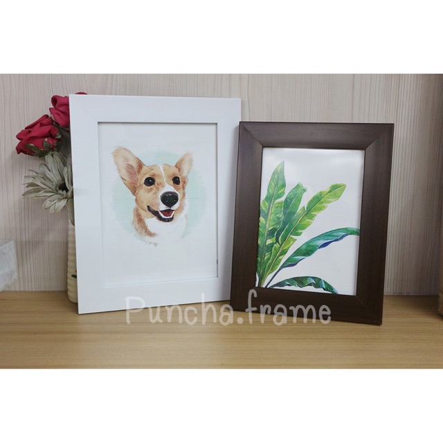 minimal! กรอบรูปมินิมอล สีขาว สีโอ๊คดำ (กระจก+ขาตั้ง) ขนาด 4x6 5x7 6x8 8x10 และ 8x12  Frame minimal