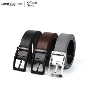 Louis Montini Back to basic เข็มขัดหนังวัวแท้ เข็มขัดหนังแท้ หัวกิ๊บหมุนได้  เข็มขัดผู้ชาย MGN241