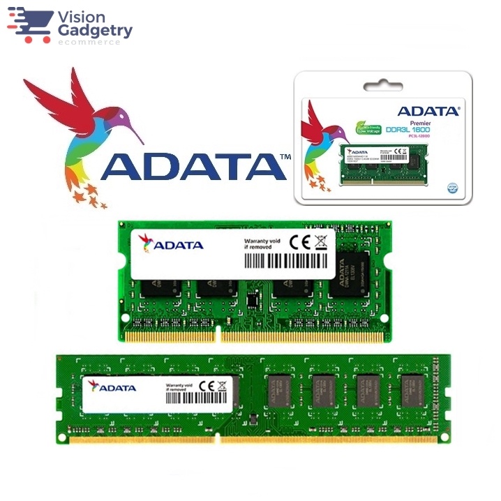 ADATA DDR3L RAM หน่วยความจํา 4GB 8GB 1600Mhz U-DIMM / SO-DIMM สําหรับเดสก์ท็อปแล็ปท็อปโน้ตบุ๊ค