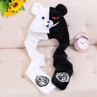 หมวกบีนนี่ ผ้าพันคอ ผ้ากํามะหยี่ขนนิ่ม ลายการ์ตูนกระต่าย Danganronpa Monokuma สําหรับผู้หญิง 2020