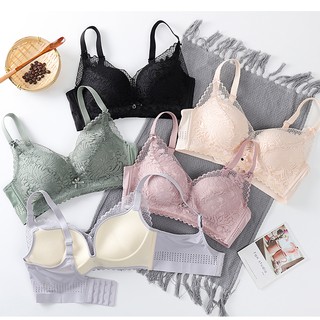 Braไร้โครง Sexy Soft Bra เสื้อในลูกไม้ลายดอก แฟชั่นใหม่ ชุดชั้นในไร้โครงระบายอากาศสบายรวบรวมไม่มีขอบ #2930