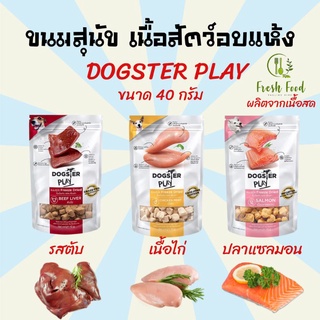 ขนมสุนัข อาหารสุนัข Dogster Play ขนาด 40 กรัม 1ซอง เนื้อสัตว์สำหรับสุนัข ( มี 3 สูตรให้เลือก )