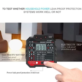 Socket (HABOTEST) Plug - อุปกรณ์ทดสอบเต้ารับปลั๊กไฟ หน้าจอ LCD สถานะภาษาไทย อ่านค่าง่าย ทดสอบ RCD/GFCI ใช้งานง่าย