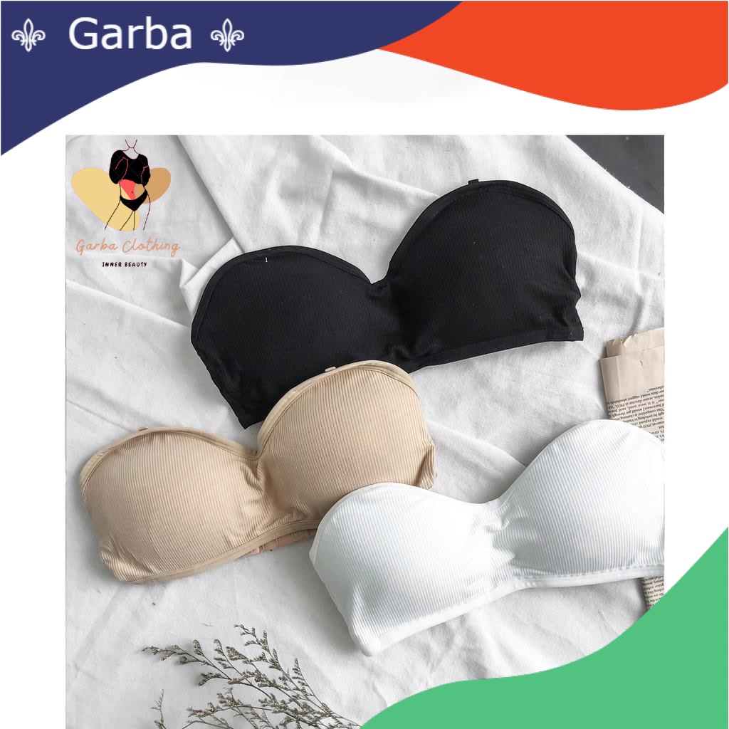 ️Garba Voronin ️Tube Top Strapless Ladies Bandeau ด้ายสามหน้าอกแบบยืดได้แบบปรับได้