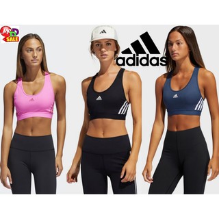 Adidas - ใหม่ สปอร์ตบรา ซัพพอร์ตปานกลาง แทรกผ้าตาข่าย ฟองน้ำถอดได้ BELIEVE THIS 3-STRIPES RIB BRA GL0570 GM2963 GM2964