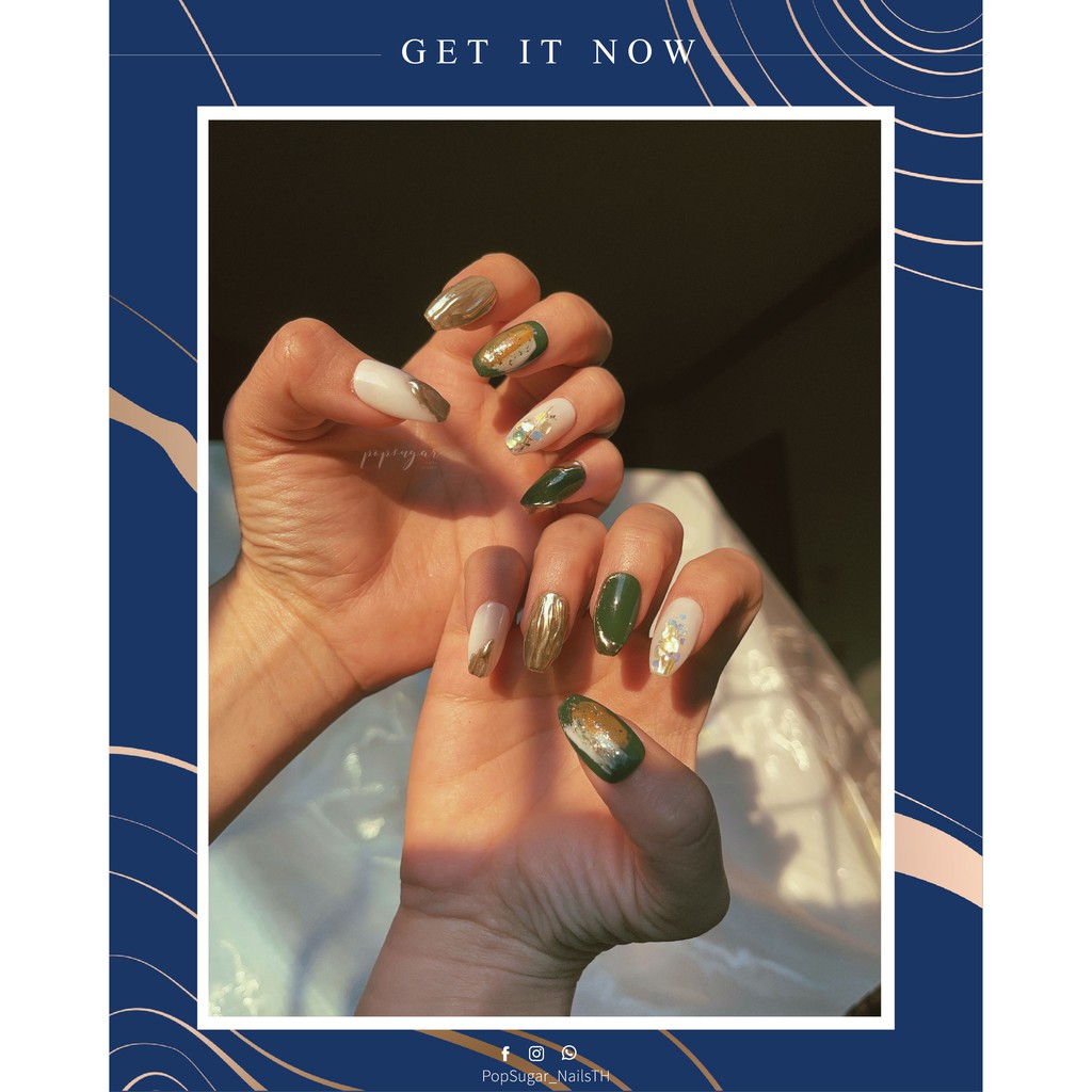 PopSugarNail เล็บปลอมเล็บปลอมสำเร็จรูป งานเจล 100% งานดีไซน์