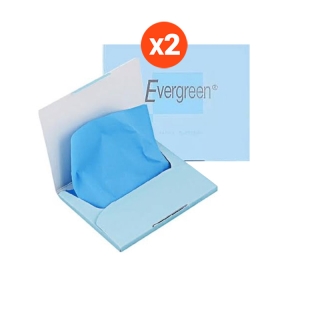 [ขายดี] Evergreen เอเวอร์กรีน กระดาษซับหน้ามัน บลู 50 แผ่น x2