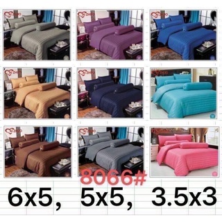 ชุดผ้าปูที่นอน 5ชิ้นสีพื้นลายริ้ว ผ้าcotton ไมโครเทค เนื้อเกรดเอ+สินค้าแนะนำ