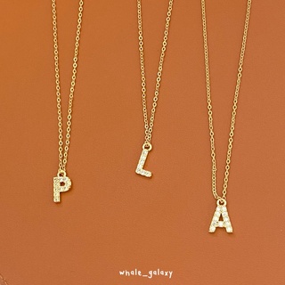 whale_galaxy - alphabet necklace stainless steel 316L ประดับเพชร CZ