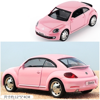 โมเดลรถยนต์เหล็กขนาดเล็ก 1:36 สีชมพู VW Beetle 2021-pink