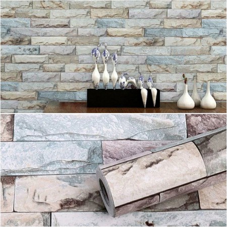 วอลเปเปอร์หินธรรมชาติเกรด A 8m x 45cm 1 ม้วน