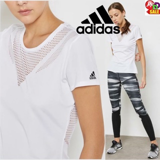 Adidas -ใหม่ นำเข้า เสื้อยืดใส่ออกกำลังกาย/ลำลอง แทรกผ้าตาข่าย สลิมฟิต Adidas Feminine Tee BR9837 CF3910 FM5274