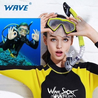 Wave หน้ากาก + ชุดท่อหายใจ ปรับขนาดได้ สําหรับผู้ใหญ่ (เหมาะกับส่วนใหญ่)