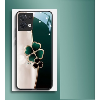 Dmy เคสโทรศัพท์มือถือกระจกนิรภัย ลายโชคดี สําหรับ OPPO Reno 8 7z 8 pro 8T 5z 5F 8Z 7 pro 6 pro 6z 5 pro 4 pro 3 2F 2 Z A39 A37 A83 A59 F1S A16K