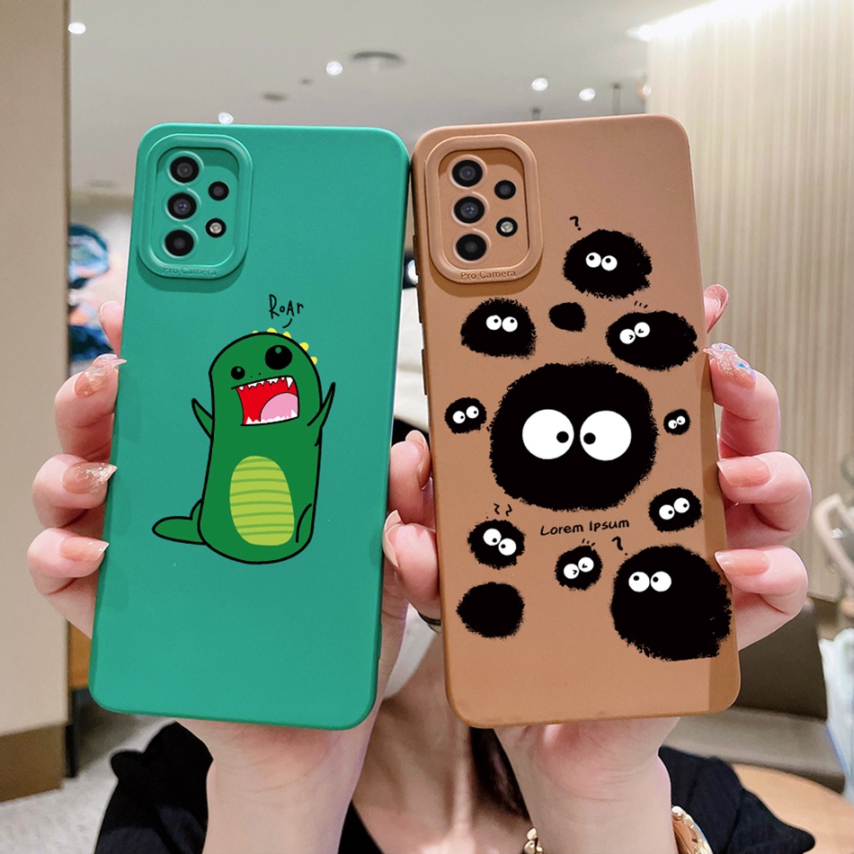 เคสโทรศัพท์มือถือ ซิลิโคนนิ่ม ทรงสี่เหลี่ยม ป้องกันกล้อง กันกระแทก ลายการ์ตูนไดโนเสาร์น่ารัก สําหรับ Samsung Galaxy A13 A53 5G