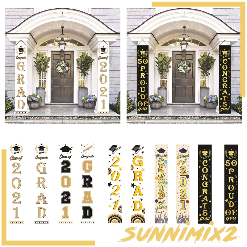 [SUNNIMIX2]2021 Graduation Couplet Banners Sign Front Door Graduation Party Decoration A