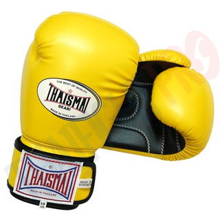 Thaismai นวมมวย รุ่น BG-124 - สีเหลือง/ดำ หนังเทียม - Boxing Gloves Yellow/Black BG-124 PU