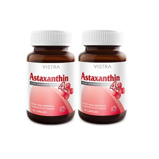 VISTRA Astaxanthin อาหารเสริมต้านอนุมูลอิระ ชะลอวัย ลดริ้วรอย 30 แคปซูล (2 ขวด)