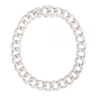 SWAN - Pave Chain Necklace สร้อยคอโซ่ เงินแท้ ฝังเพชรคิวบิกเซอร์โคเนีย cubic zirconia