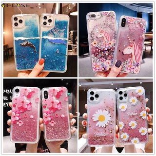 Xiaomi Poco M3 Mi 11 10T Lite Pro Phone Case Quicksand Liquid Unicorn Daisy Peach Blossom Flower Whale Glitter Bling Cartoon Cute Painted Clear Transparent Soft Casing Case Cover