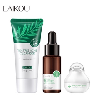 Laikou ชุดทรีตเมนต์ชา รักษาสิว กําจัดสิว ซ่อมแซมผิวบอบบาง ลบรอยสิว 3 ชิ้น