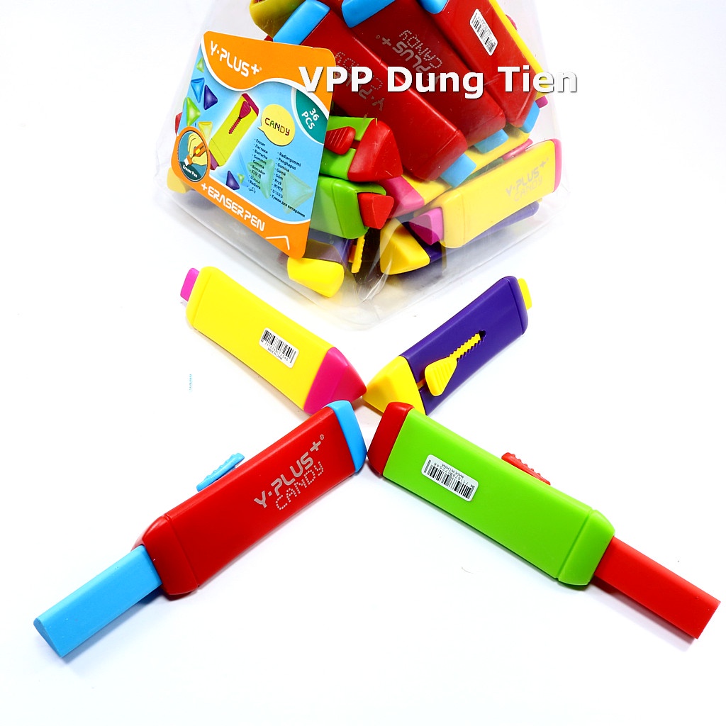 ยางลบดินสอพร้อมฝาหลายสี/ CANDY EX1303 ยางลบ Super Clean - คุณภาพสูง