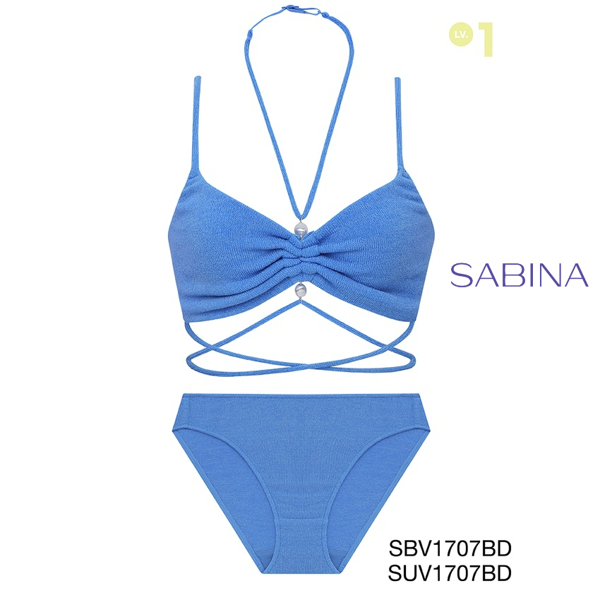 Sabina ซาบีน่า เซ็ตชุดชั้นใน รุ่น Mad Moiselle Cruise'22 รหัส SBV1707BD+SUV1707BD สีน้ำเงินเข้ม