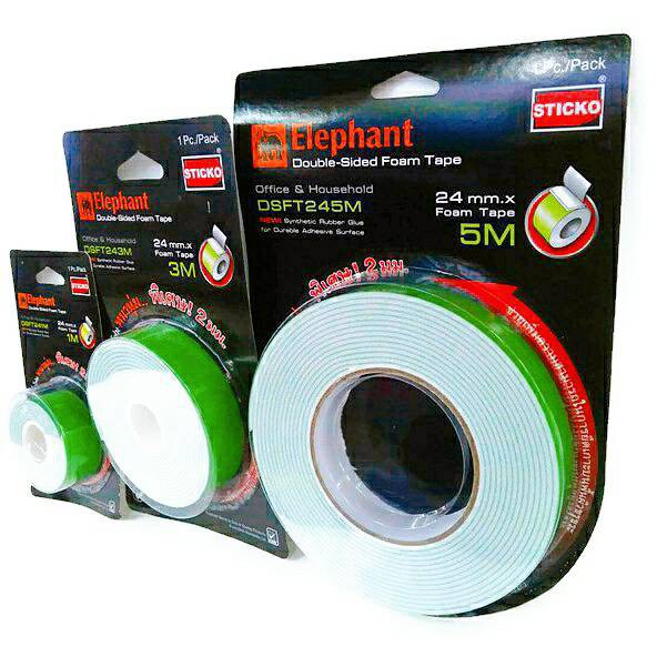 เทปโฟมกาวสองหน้า  ตราช้าง  หนา 24 มม. (1/3/5 เมตร ) Elephant Double-Sided Foam Tape