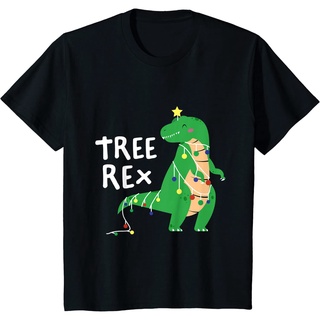 เสื้อยืดโอเวอร์ไซส์Tree Rex - เสื้อยืดลําลอง แขนสั้น คอกลม พิมพ์ลายไดโนเสาร์ คริสต์มาส ไทแรนโนซอรัส เร็กซ์ ตลก แฟชั่น สํ