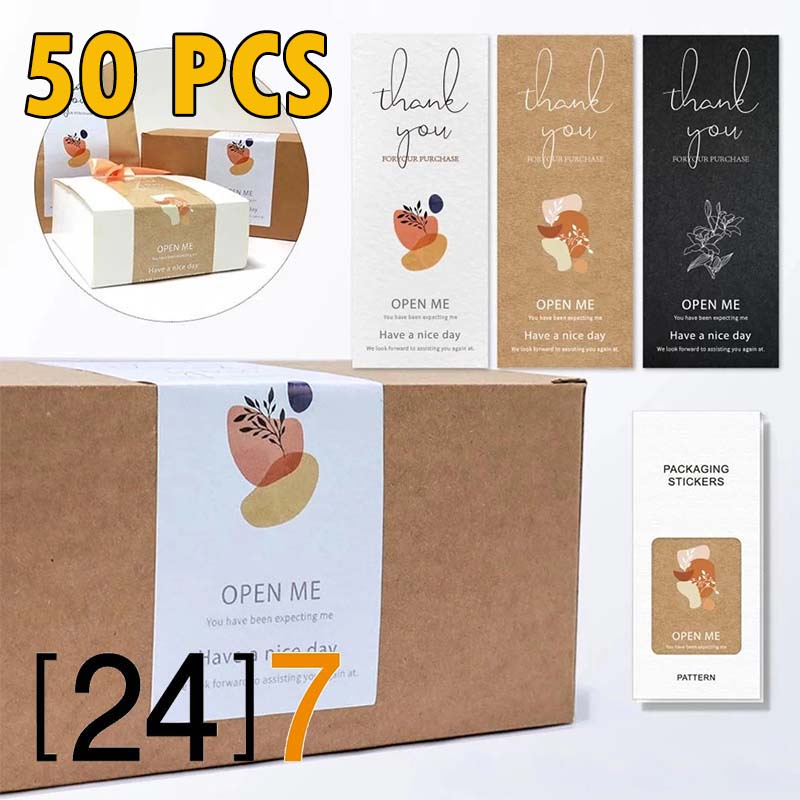 (24)7 (50)ชิ้น Thank You For Your Purchase Stickersสติ๊กเกอร์ป้ายฉลาก Thank You สําหรับติดกล่องของขว