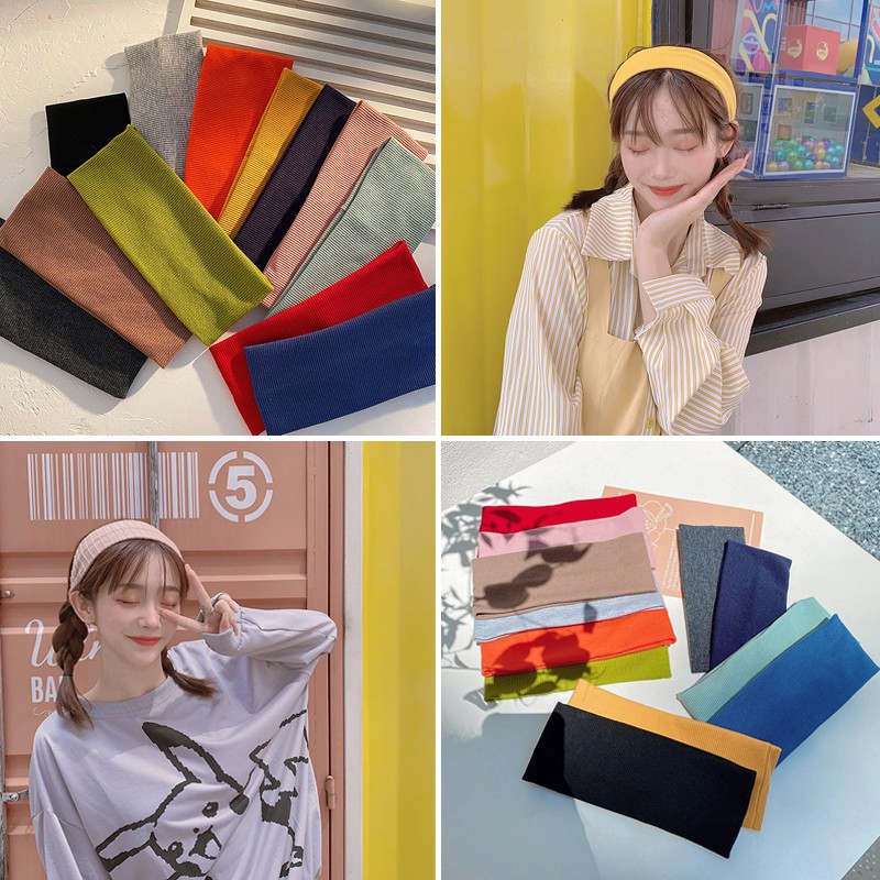 ผ้าพันคอผ้าคลุมศีรษะแฟชั่นสไตล์เกาหลีลําลองสีพื้น