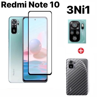 🔥🔥🔥3in1 Xiaomi Redmi Note 10/Redmi Note10 Pro/Redmi Note10(5G)ฟิล์มเลนส์กล้อง + ฟิล์มกระจกเต็มจอ+ ฟิล์มหลัง / ฟิล์มขอบดำ