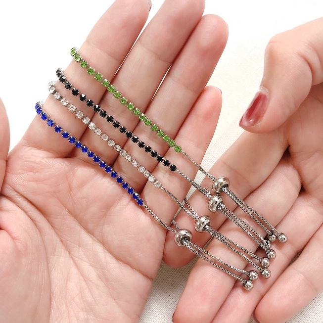 ZHOUYANG แฟชั่น 4 สี Cubic Zirconia เทนนิสปรับได้สร้อยข้อมือกำไลข้อมือสำหรับผู้หญิง Charm แต่งงานคริสต์มาสแฟชั่น H095 เครื่องประดับ