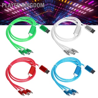 Player kingdom 3 In 1 สายเคเบิ้ลชาร์จ Usb มีไฟ Led สําหรับ Ios/Type C/Micro Port