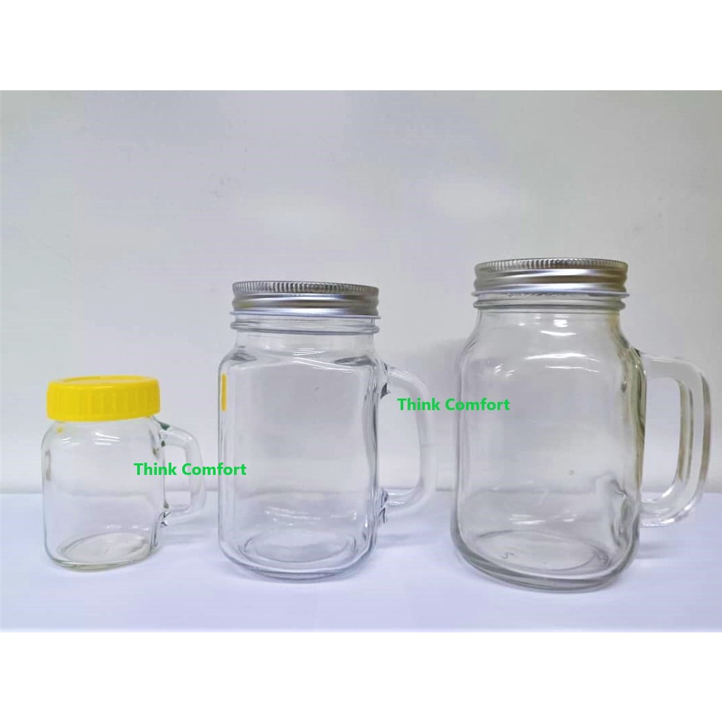 แก้วดื่มแก้ว Mason Jar 120ml 475ml 600ml w ฝาจับ Overnight Oats Balang Kaca Minuman 精Beauty แก้วแก้ว