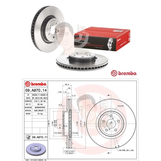 09 A870 11 จานเบรค ล้อ F (ยี่ห้อ BREMBO) รุ่น UV SUBARU Forester XT (SJ) 2.0T ปี 2013-&gt;