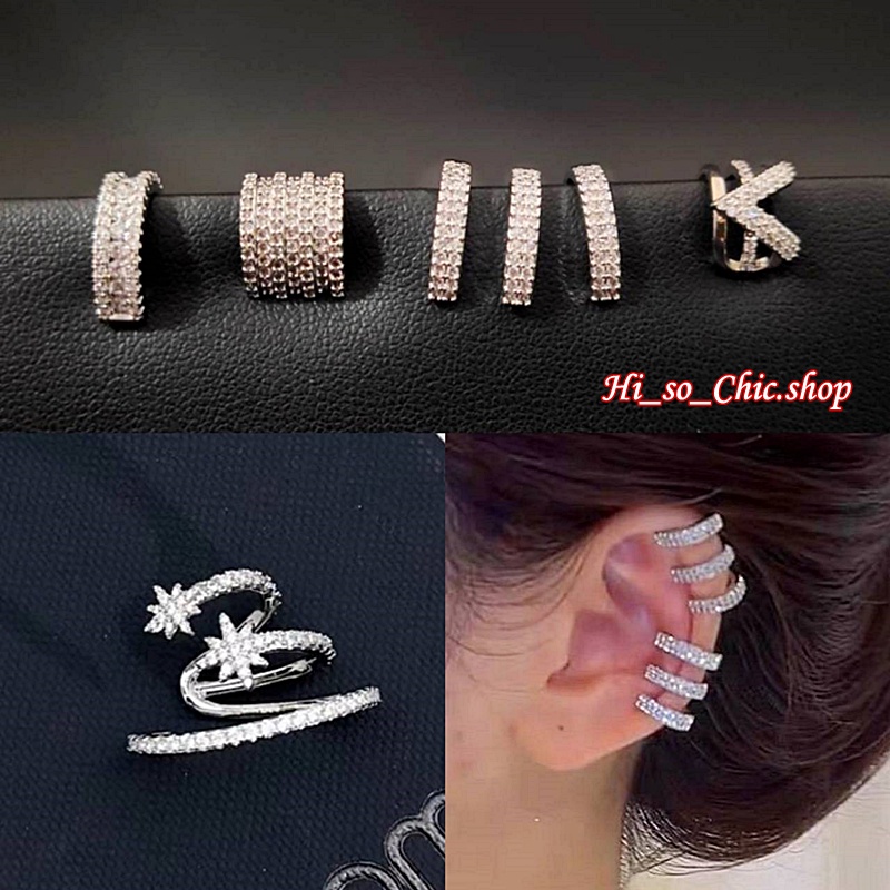 ต่างหูหนีบ ต่างหูเกี่ยวใบหู ear cuff คนไม่ได้เจาะหูใส่ได้ เพชรcz (มีหลายแบบค่ะ) #003